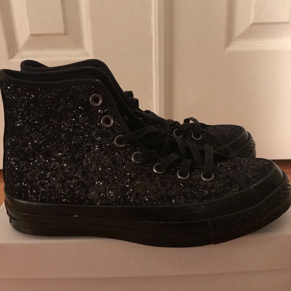 black glitter high top converse